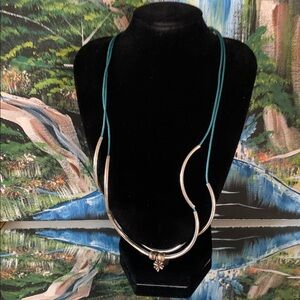 Lizzy James Silver Tone  and Teal Necklace